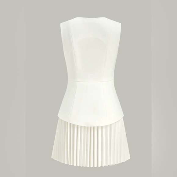 Commense Ivory Mini Dress with Gold Accent - Picture 6 of 8